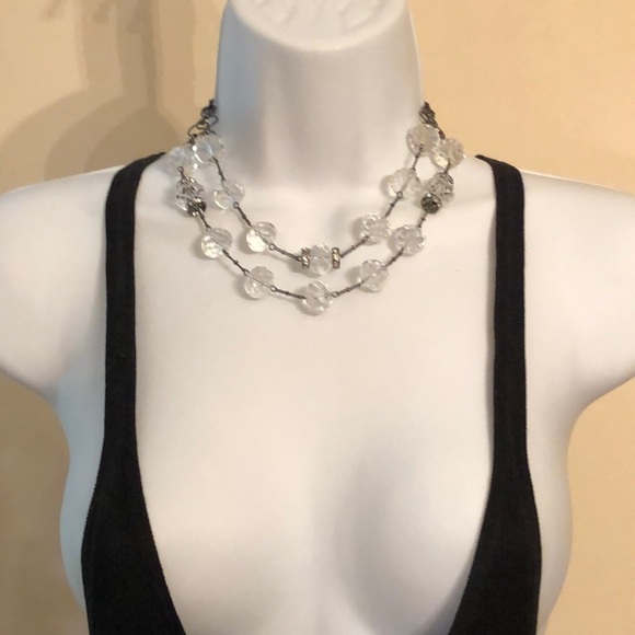 Crystal glass bead dressy statement style collar/chocker necklace layered. - Picture 4 of 5